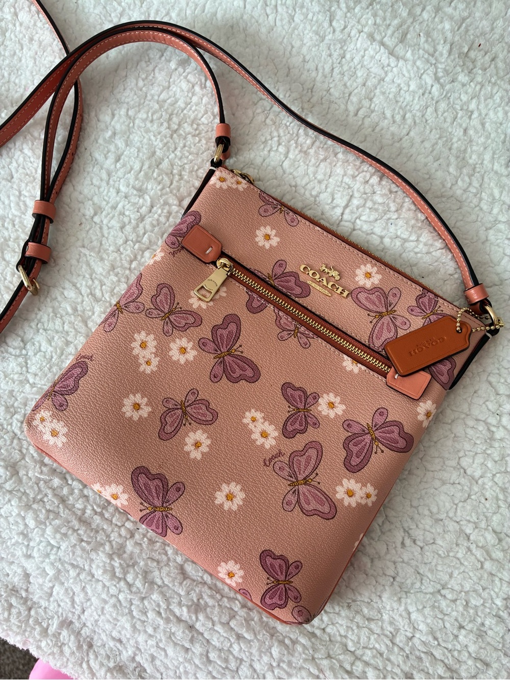 Coach Blush Pink Butterfly & Daisy Fall Crossbody Bag